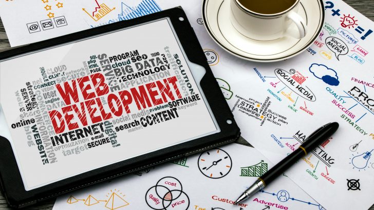 Web development text on a tablet