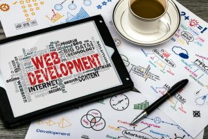 Web development text on a tablet