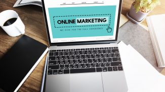 Laptop screen showing online marketing