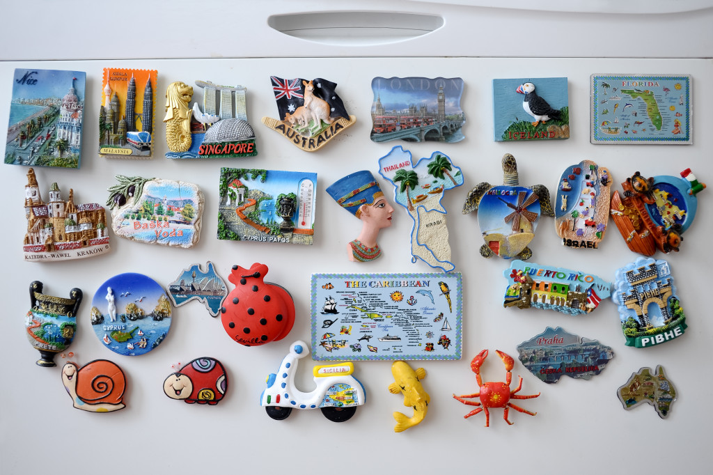 Refrigerator Souvenir magnets from different places